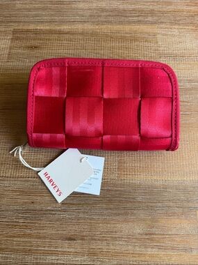 Harveys Seatbelt Classic Wallet Red Woven Zip Around Organizer NWT